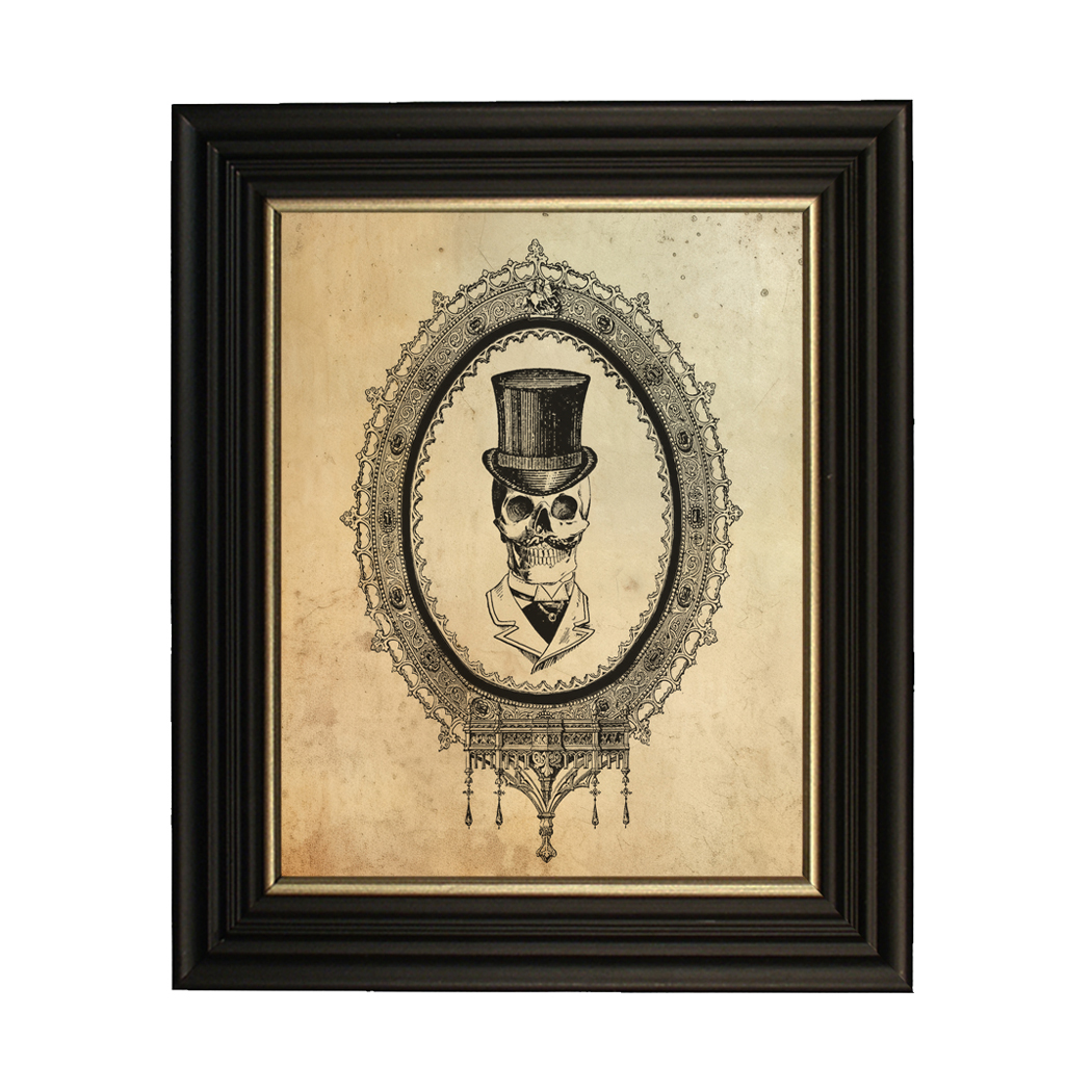 Halloween Halloween 6″ x 8″ Skull in Top Hat Framed Print  ...