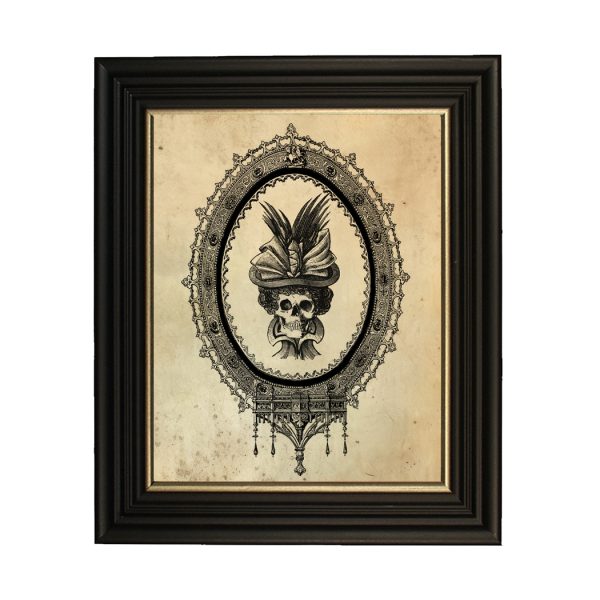 Halloween Halloween 6″x8″ Skull in Bonnet Black Framed Print Behind Glass