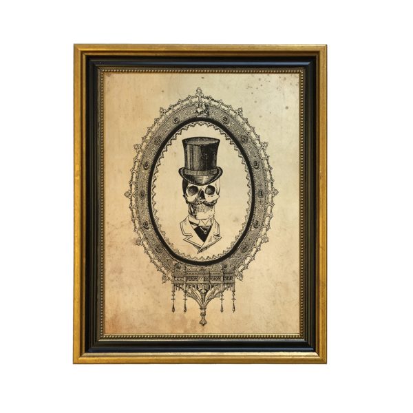 Halloween Halloween 6″x8″ Skull in Top Hat Framed Print