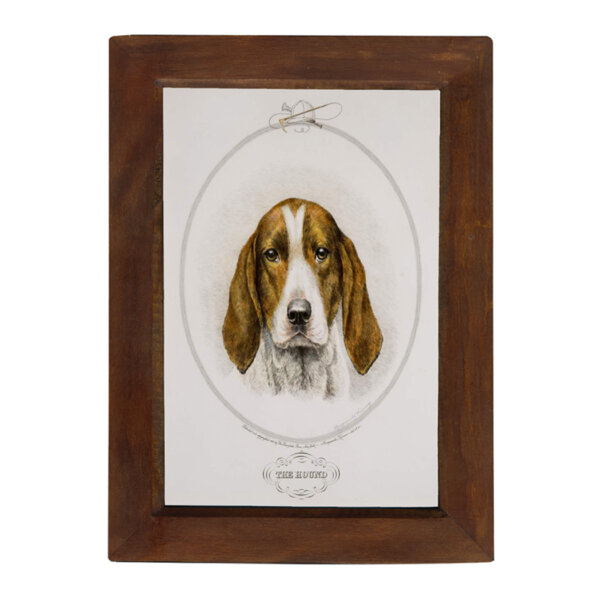 Equestrian/Fox Equestrian The Hound Vintage Print Reproduction in Solid Wood Mango Frame- 8-1/2″ x 12″ Framed Size
