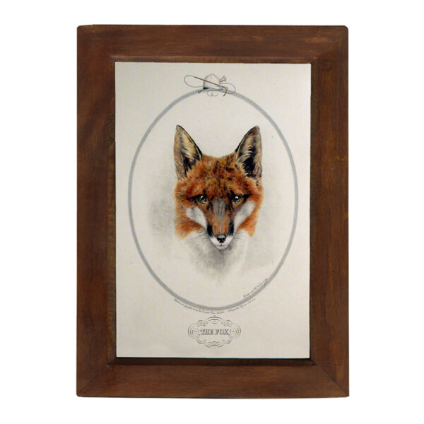 Equestrian/Fox Equestrian The Fox Vintage Print Behind Glass in Solid Wood Frame. Framed size is 8-1/2″ x 12″.