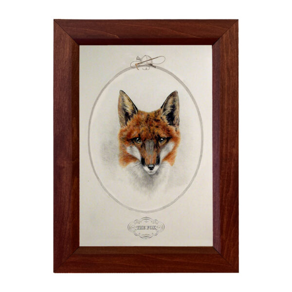 Equestrian/Fox Equestrian The Fox Vintage Print Behind Glass in Solid Wood Frame