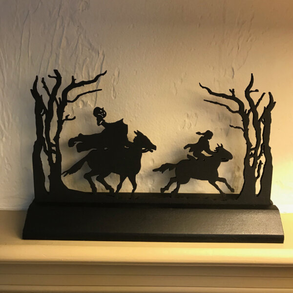Wooden Silhouette Halloween 7″ Headless Horseman Scene Standing Wood Silhouette Halloween Tabletop Ornament Decoration