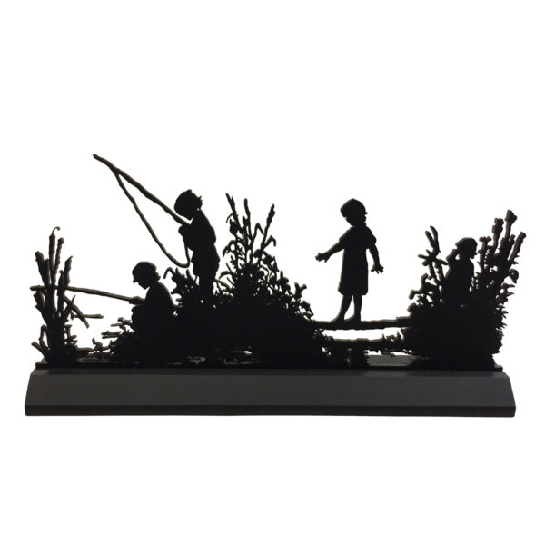 Wooden Silhouette Halloween Day at the Pond Standing Wood Silhouette Lodge Cabin Spring Tabletop Ornament Sculpture Decoration