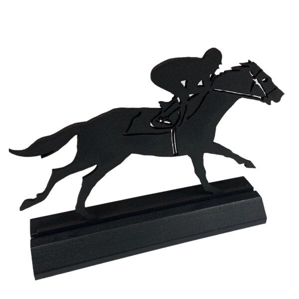 Wooden Silhouette Equestrian Standing Wooden “Horse and Jockey” Silhouette Halloween Tabletop Ornament Sculpture Decoration