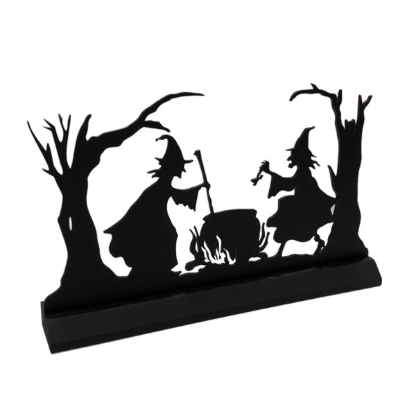 Wooden Silhouette Halloween Witches Brew Standing Wood Silhouette Halloween Tabletop Ornament Sculpture Decoration