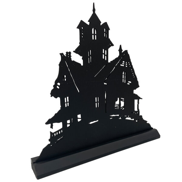 Wooden Silhouette Halloween Large Haunted House Wooden Standing Silhouette Tabletop Ornament Sculpture Decoration