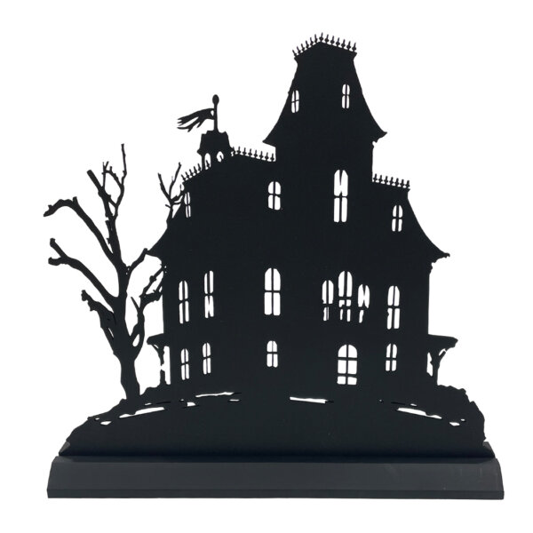 Wooden Silhouette Halloween Large Haunted Mansion Wooden Standing Silhouette Tabletop Ornament Sculpture Decoration