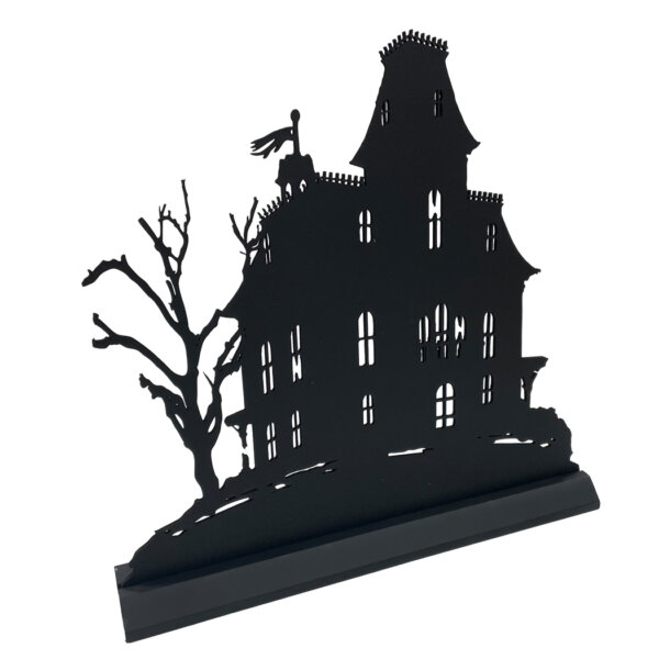 Wooden Silhouette Halloween Large Haunted Mansion Wooden Standing Silhouette Tabletop Ornament Sculpture Decoration