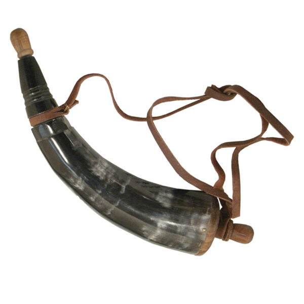 Early American Life Revolutionary/Civil War 13″ Powder Horn with Wooden Plug- Antique Vintage Style