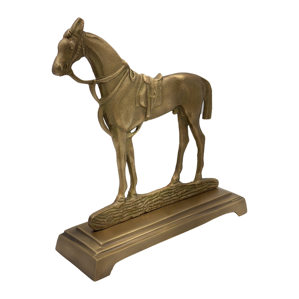 Lodge & Equestrian Decor Early American Antiqued Brass Horse Door Stopper- Antique Vintage ...