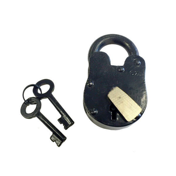 Early American Life Early American 3-1/2″ Iron Lock and Keys with Brass Cover Plate