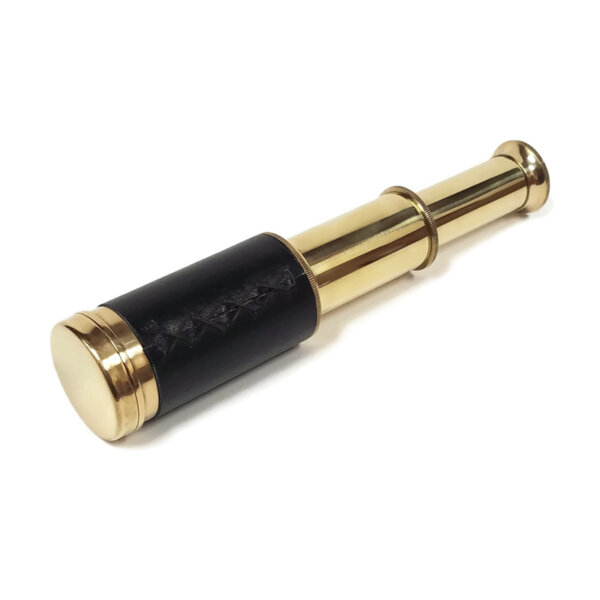 Nautical Decor & Souvenirs Nautical 6-1/2″ Polished Brass Leather-Wrapped Pocket 5X Telescope