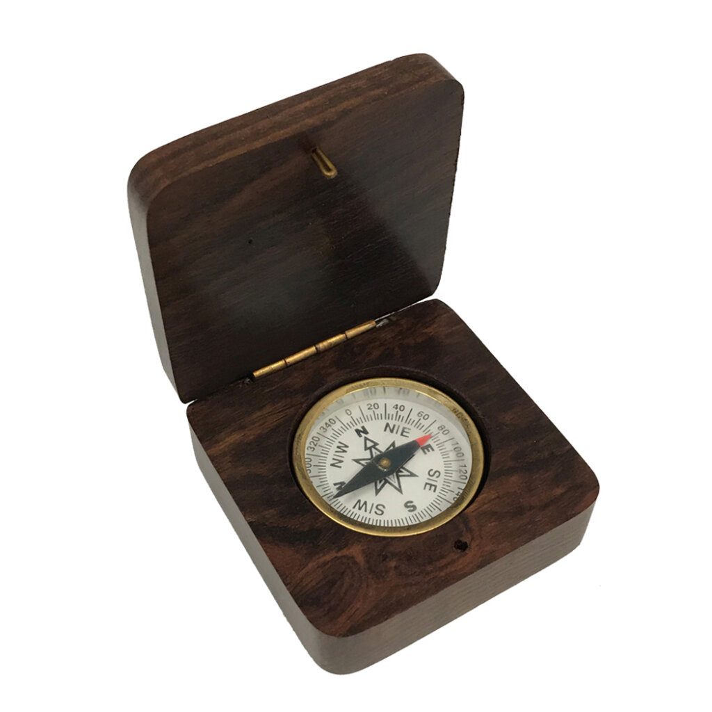 2-1/2″ Anchor Wood Compass Box w/ 1-3/4″ Inlaid Brass Compass – Madison ...