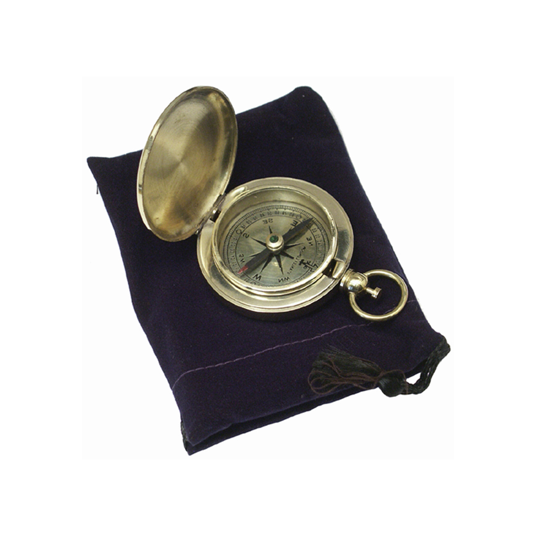 2-1/4 Solid Polished Brass Sundial Compass Antique Reproduction
