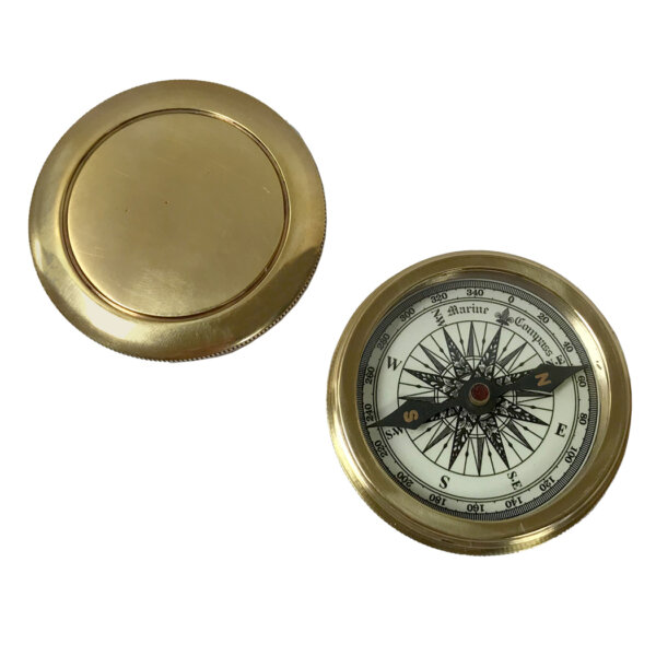 Compasses Nautical 2-1/4″ Solid Polished Brass Pocket Compass with Screw-On Lid- Antique Reproduction