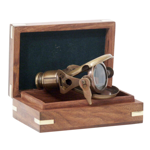 Nautical Decor & Souvenirs Nautical Handheld Brass Telescope in 4″ Wooden Box – Antique Vintage Style