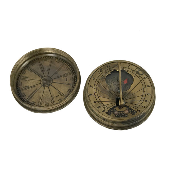 Instruments Nautical 2″ Antiqued Brass Pocket Sundial- Antique Reproduction