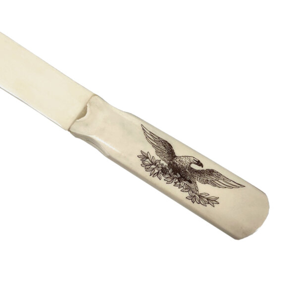 Desk Top Accessories Writing 9″ Eagle Engraved Scrimshaw Ox Bone Letter Opener- Antique Reproduction