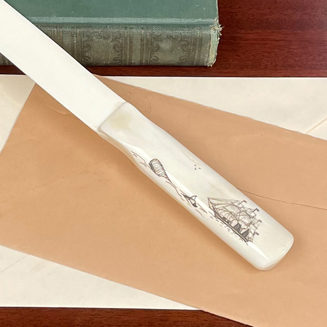 Letter Openers/Magnifiers Nautical 9″ 19th C. Whaling Schooner Scrimshaw OxBone Letter Opener Letter Openers/Magnifiers Nautical 9″ 19th C. Whaling Schooner Scrimshaw OxBone Letter Opener