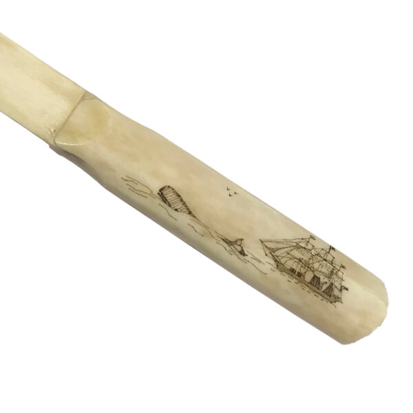 Desk Top Accessories Nautical 9″ 19th Century Whaling Schooner Engraved Scrimshaw Ox Bone Letter Opener- Antique Reproduction