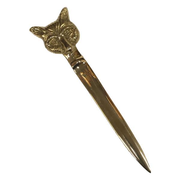 Desk Top Accessories Equestrian 6-1/4″ Solid Brass Fox Head Letter Opener- Antique Vintage Style