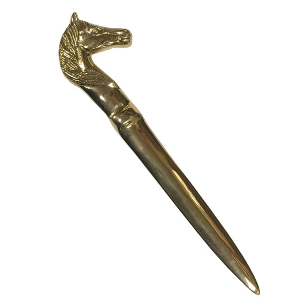 Desk Top Accessories Equestrian 6-1/4″ Solid Polished Brass Horse Head Letter Opener Antique Reproduction