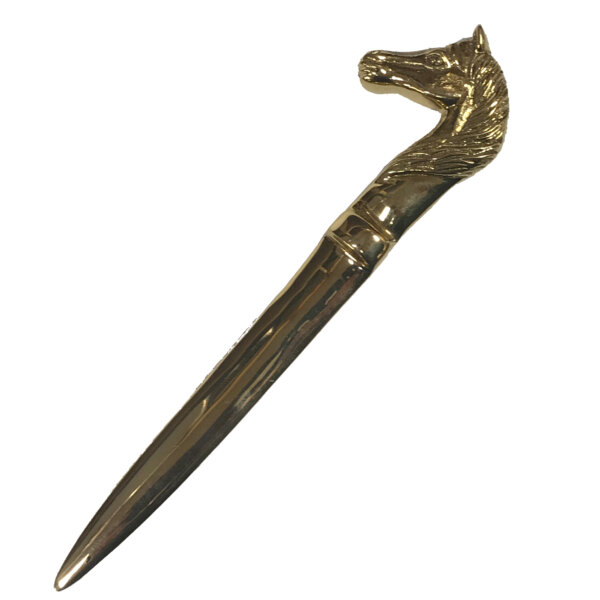 Desk Top Accessories Equestrian 6-1/4″ Solid Polished Brass Horse Head Letter Opener Antique Reproduction