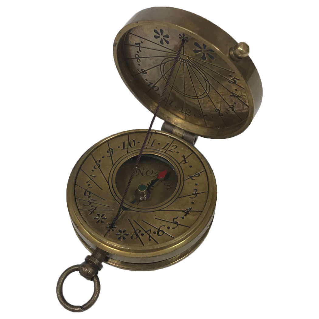 Antique Brass Sundial Compass w/ Leveling Feet