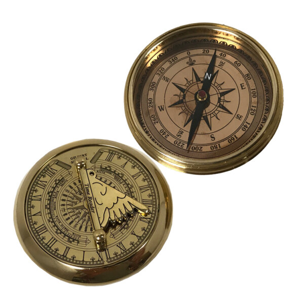 Compasses Nautical 3″ Solid Polished Brass Pocket Sundial Compass Antique Reproduction with Lid