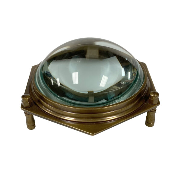 Desk Top Accessories Writing 4″ Antiqued Brass Hexagonal Dome Desk Magnifier – Antique Vintage Style