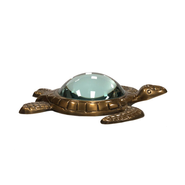 Desk Top Accessories Nautical 6-3/4″ Antiqued Brass Sea Turtle Magnifier Paper Weight with Glass Lens- Antique Vintage Style