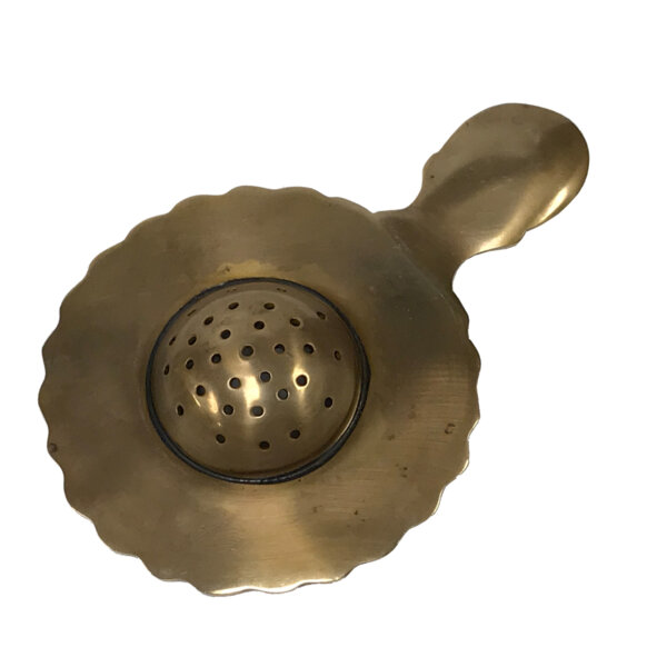 Teaware Early American 5-1/4″ Antiqued Brass Tea Strainer- Antique Vintage Style