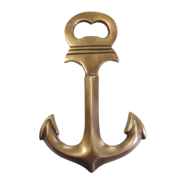 Trays & Barware Nautical 6″ Antiqued Brass Anchor Bottle Opener- Antique Vintage Style