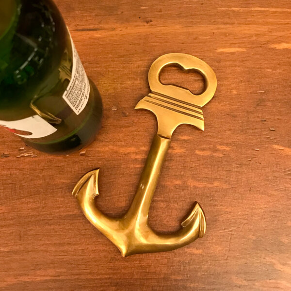 Trays & Barware Nautical 6″ Antiqued Brass Anchor Bottle Opener- Antique Vintage Style