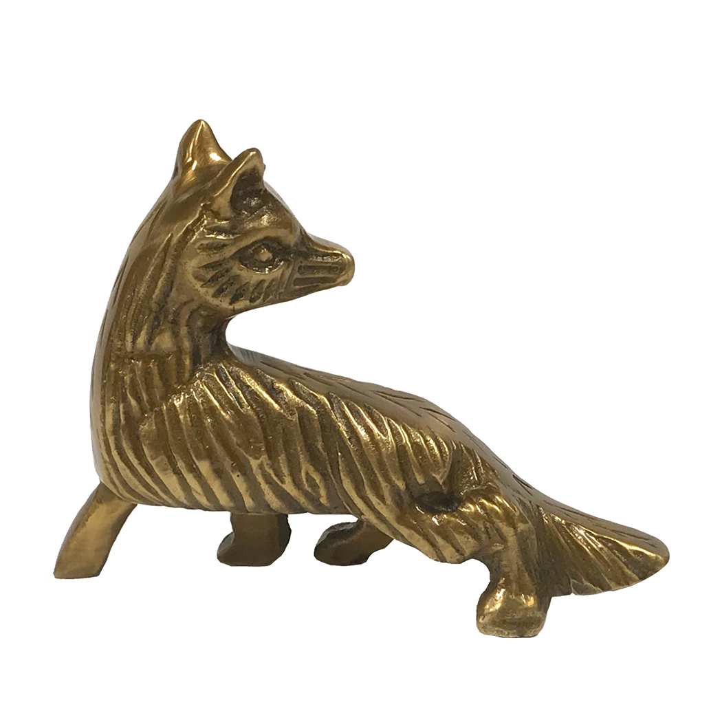 Vintage Brass Fox Figurine, Fox Statue, Woodland Animal