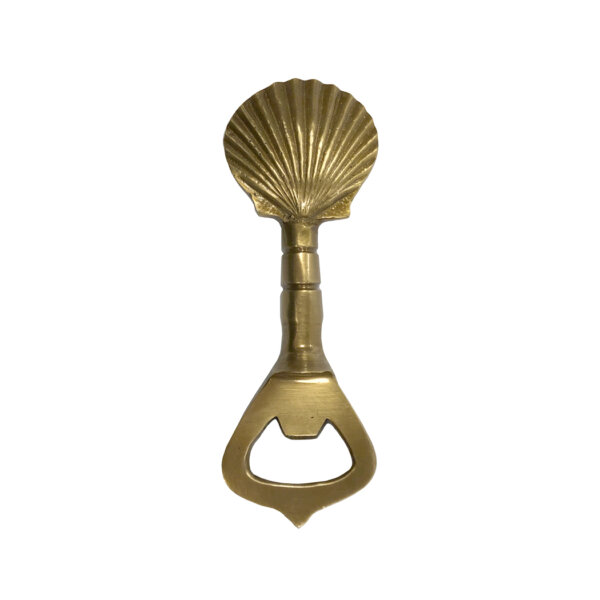 Trays & Barware Nautical 4-1/4″ Antiqued Brass Sea Shell Bottle Opener