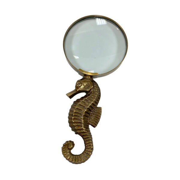 Desk Top Accessories Nautical 7″ Antiqued Brass Seahorse Magnifying Glass – Antique Vintage Style