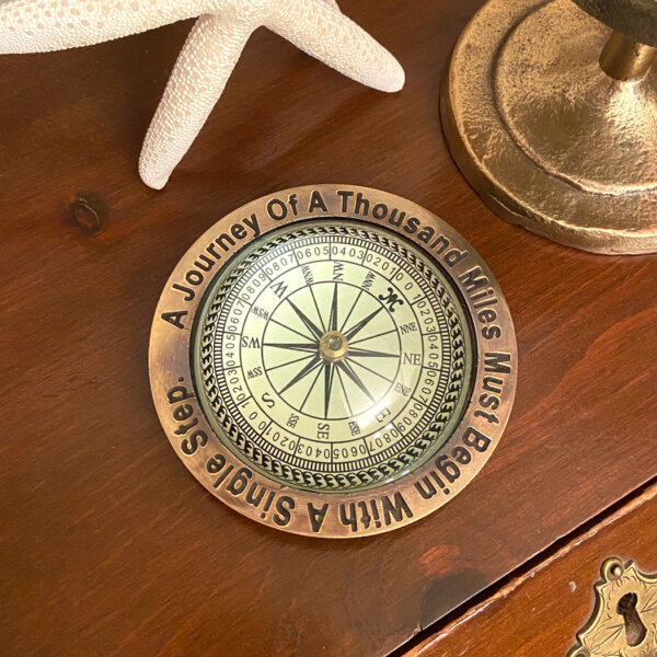Compasses Nautical 4″ Solid Antiqued Brass Nautical Paperweight Compass- Antique Vintage Style