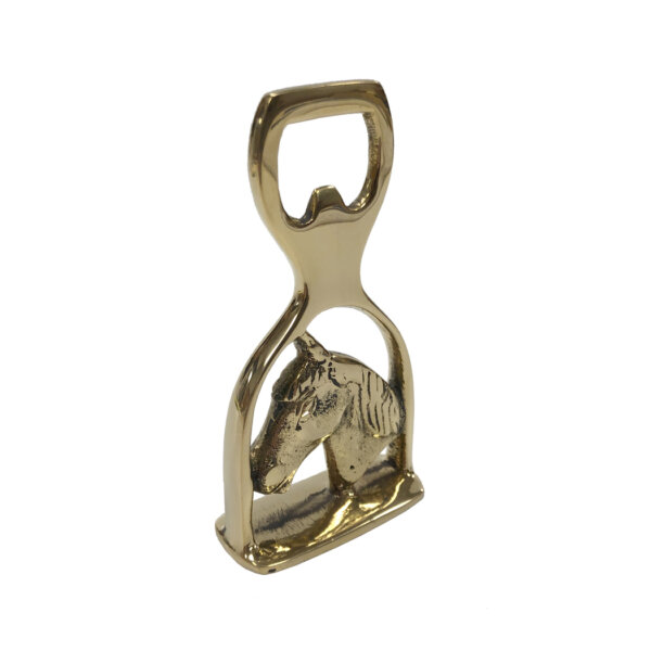 Trays & Barware Equestrian 4-1/2″ Solid Brass Horse Head  and  Stirrup Bottle Opener