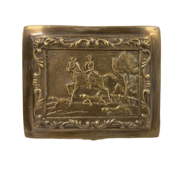 Lodge & Equestrian Decor Equestrian 4-1/2″ Antiqued Brass Equestrian Trinket Box- Antique Vintage Style