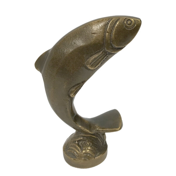 Desk Top Accessories Lodge 4-1/2″ Antiqued Brass Jumping Trout Paper Weight – Antique Vintage Style