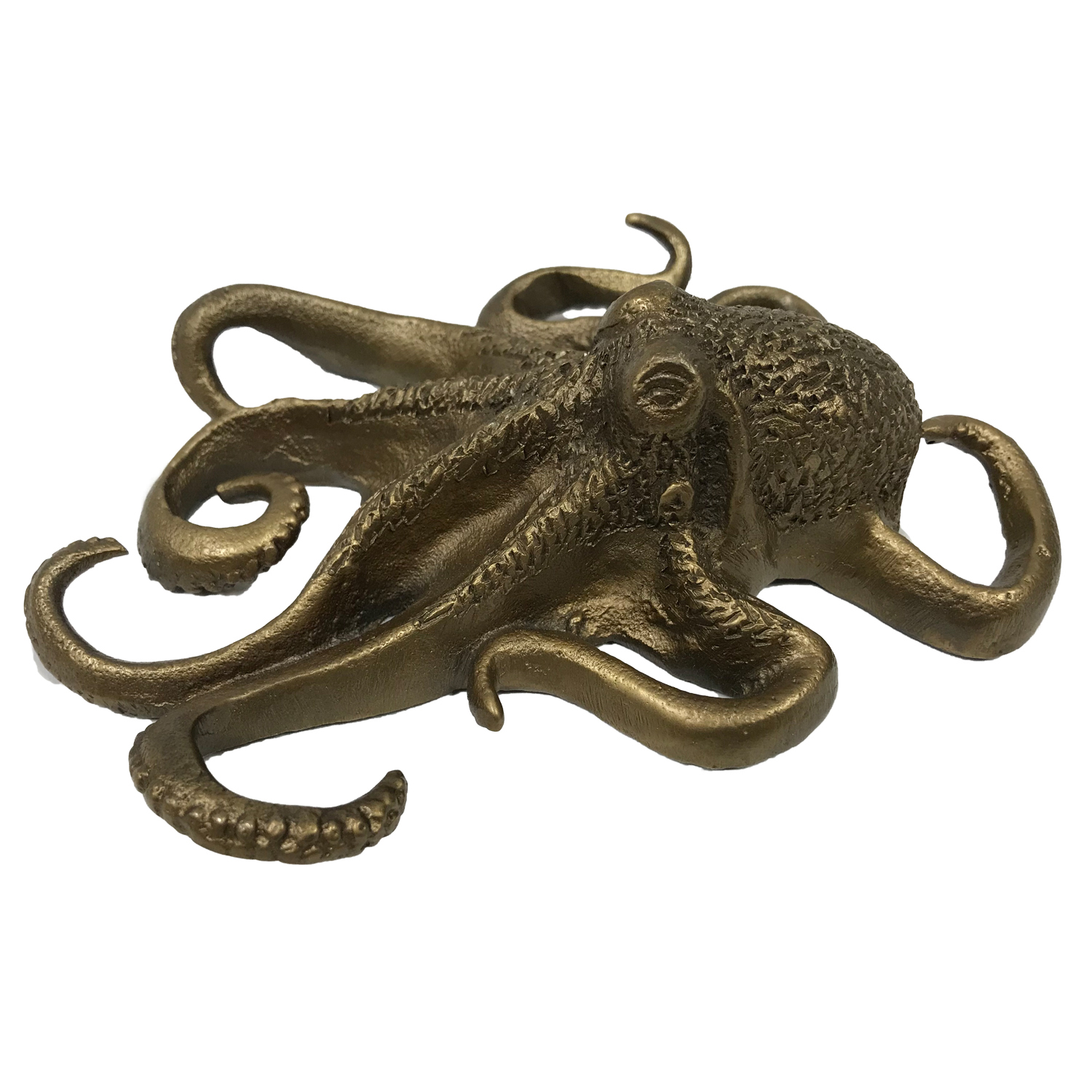 5-1/2 Antiqued Brass Coated Octopus Nautical Paperweight