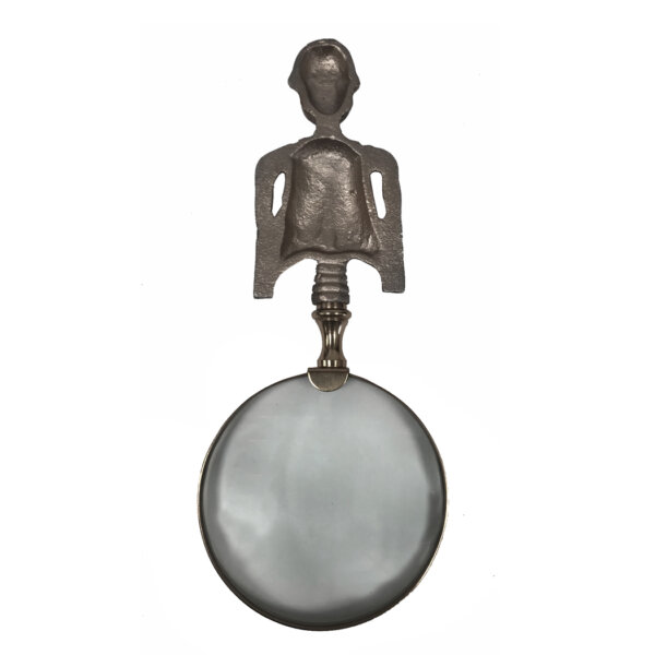 Halloween Decor Halloween 9-1/2″ Skeleton Nickel Magnifying Glass with Aluminum Nickel Antique Handle