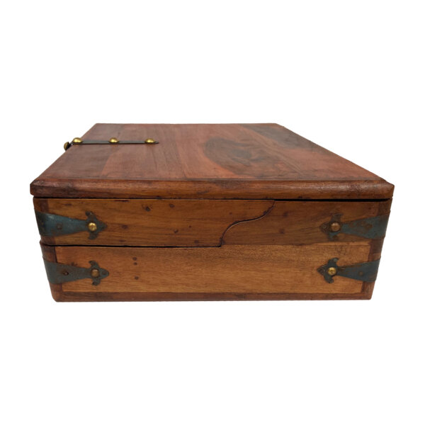 Writing Boxes & Travel Trunks Writing 10-1/2″ Colonial Distressed Wood Antique Writing Box- Antique Vintage Style