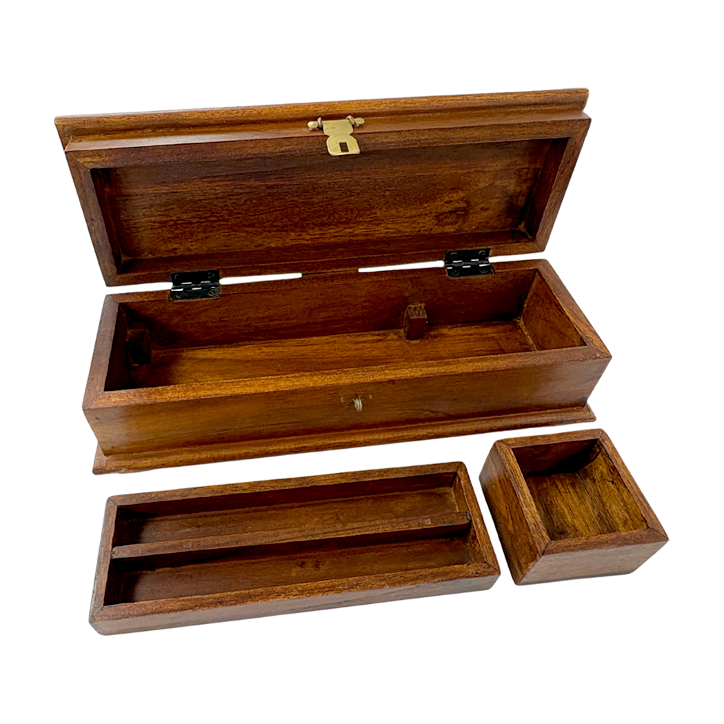 Writing Boxes & Travel Trunks Early American 12″ Distressed Wood Pen Box ... Writing Boxes & Travel Trunks Early American 12″ Distressed Wood Pen Box ...