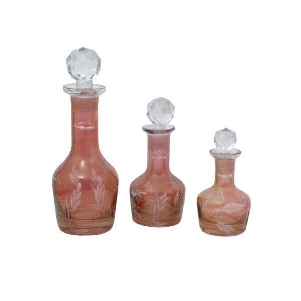 Early American Life Early American Set of 3 Round Rose Perfume Bottles- Antique Vintage Style