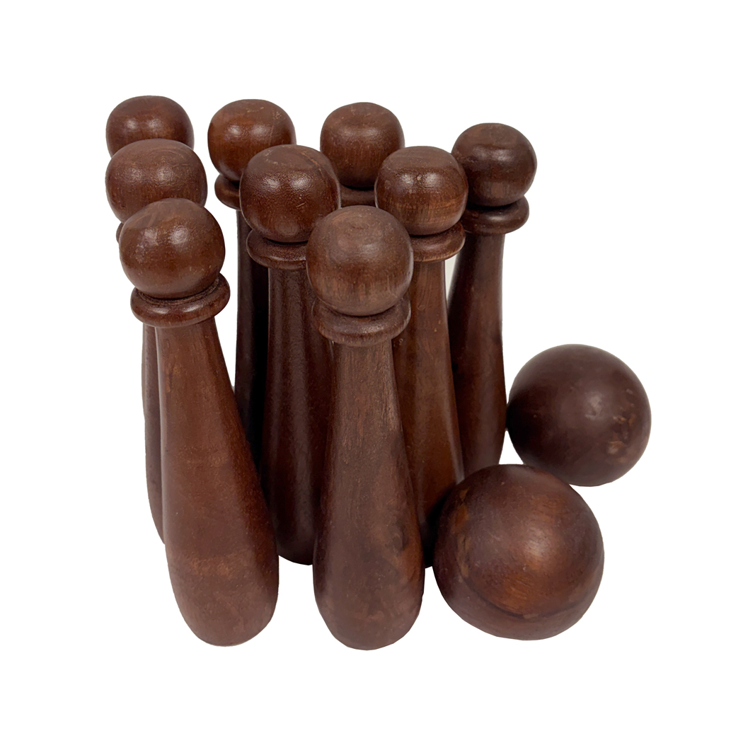 Toys & Games Early American 7″ 9-Pin Wooden Bowling Game – Antique ...