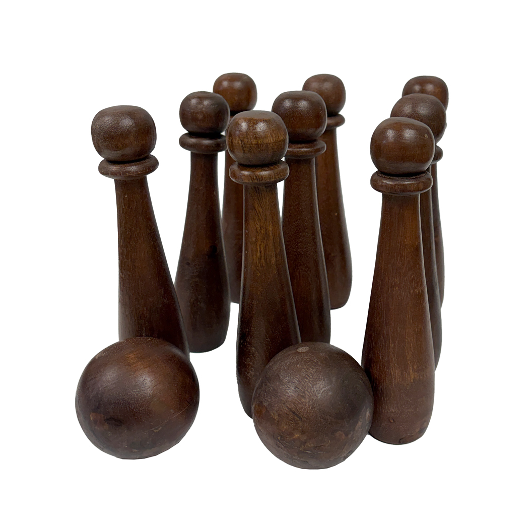 Toys & Games Early American 7″ 9-Pin Wooden Bowling Game – Antique ...
