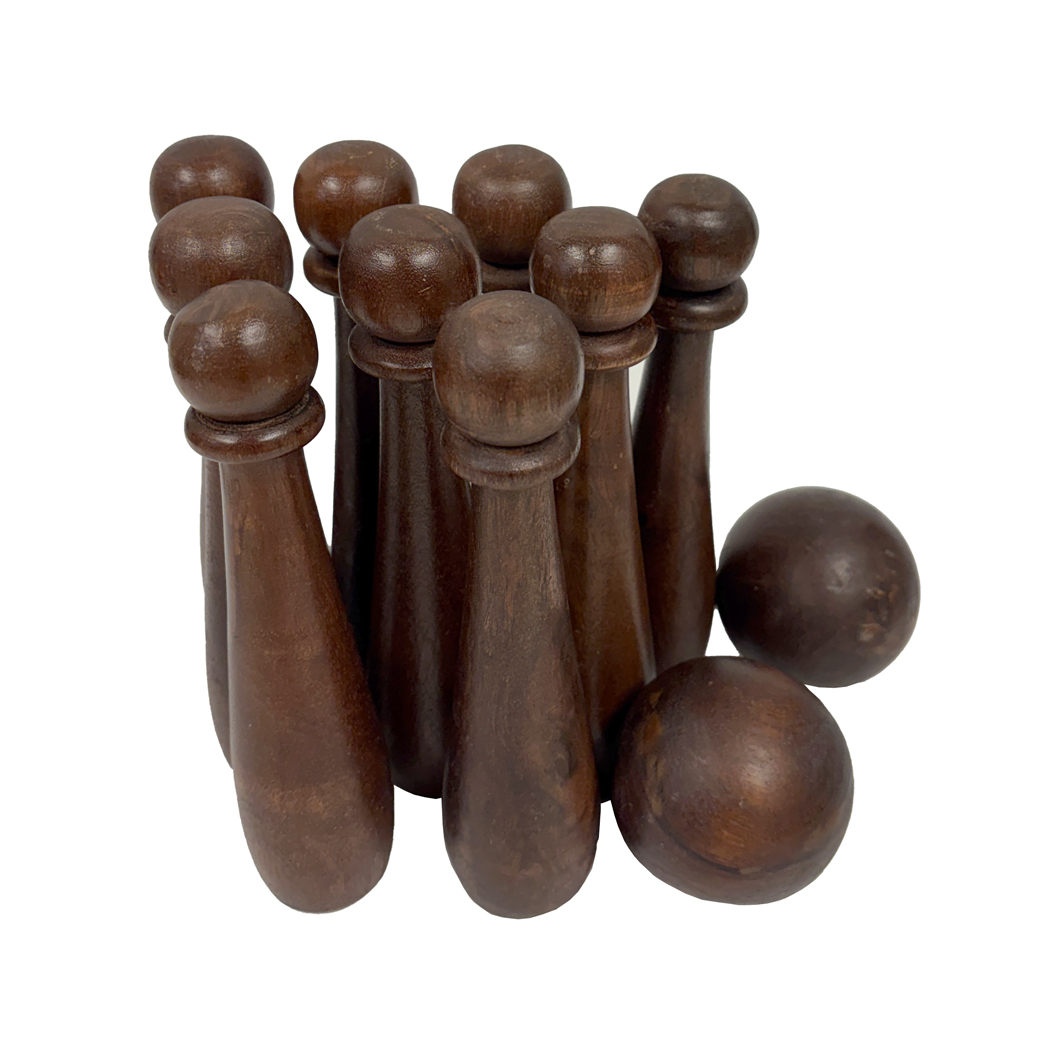 Toys & Games Early American 7″ 9-Pin Wooden Bowling Game – Antique ...